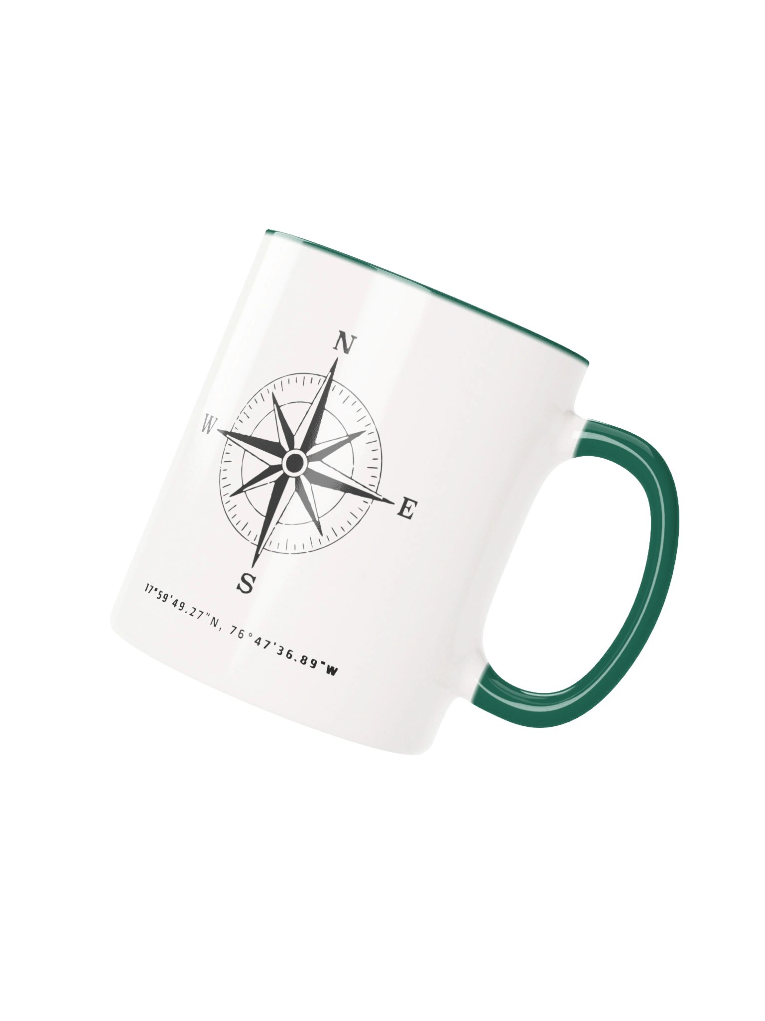 Compass - Jamaica - Vintage ALT | Ceramic Mug Forest Green Peek-A-Boo Inside product image (2)