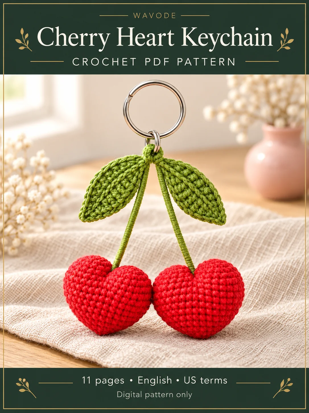Cherry Heart Keychain · Crochet PDF Pattern product image (2)