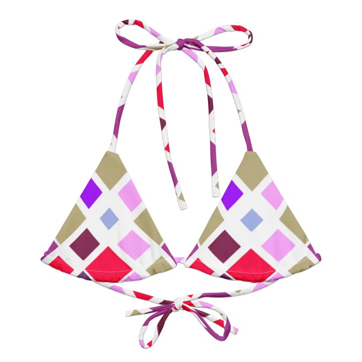 Colorful Square Pattern Design String Bikini Top - v3 product image (2)