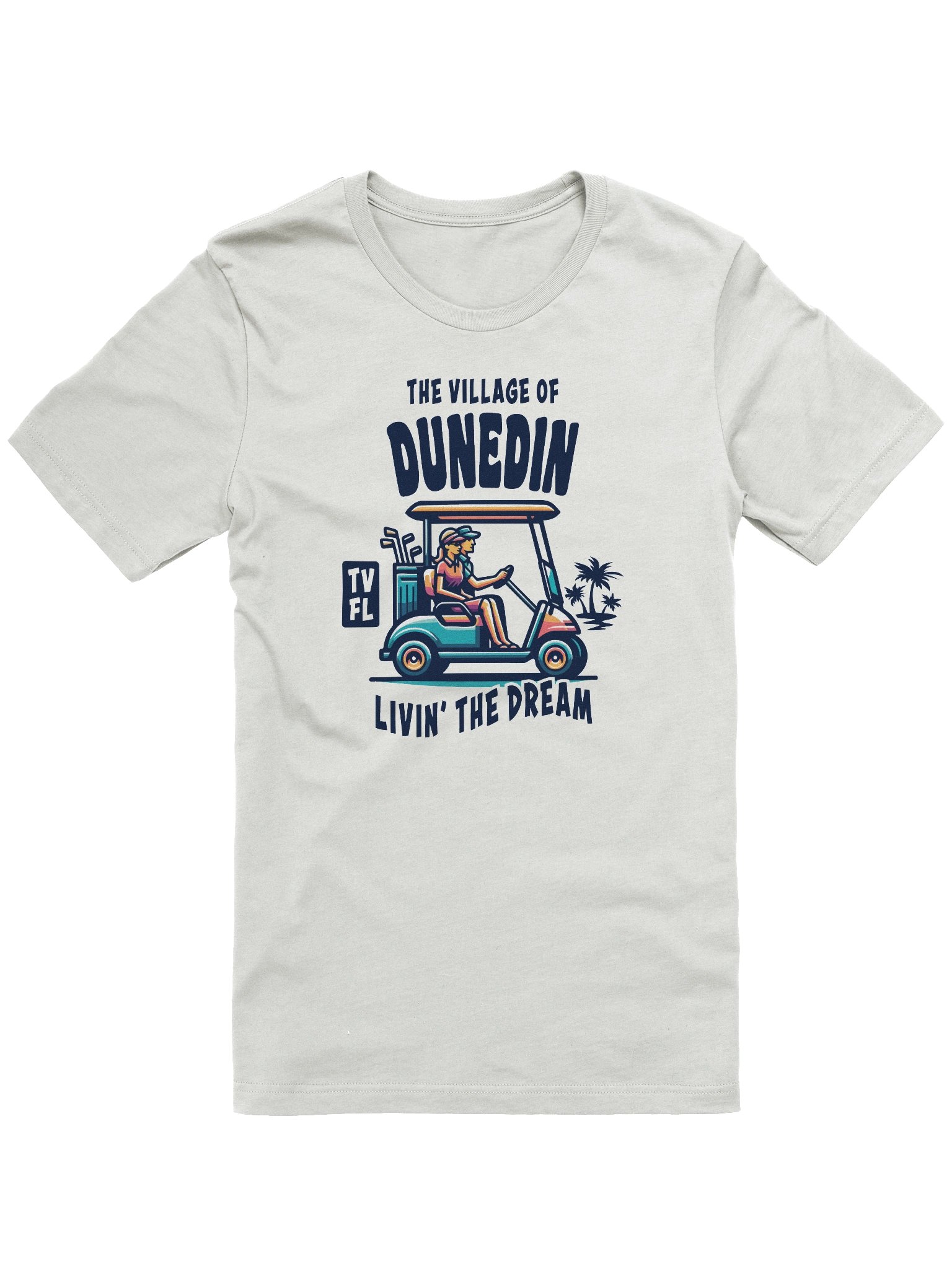 The Village of Dunedin TV FL Golf Cart Design T-Shirt product image (1)
