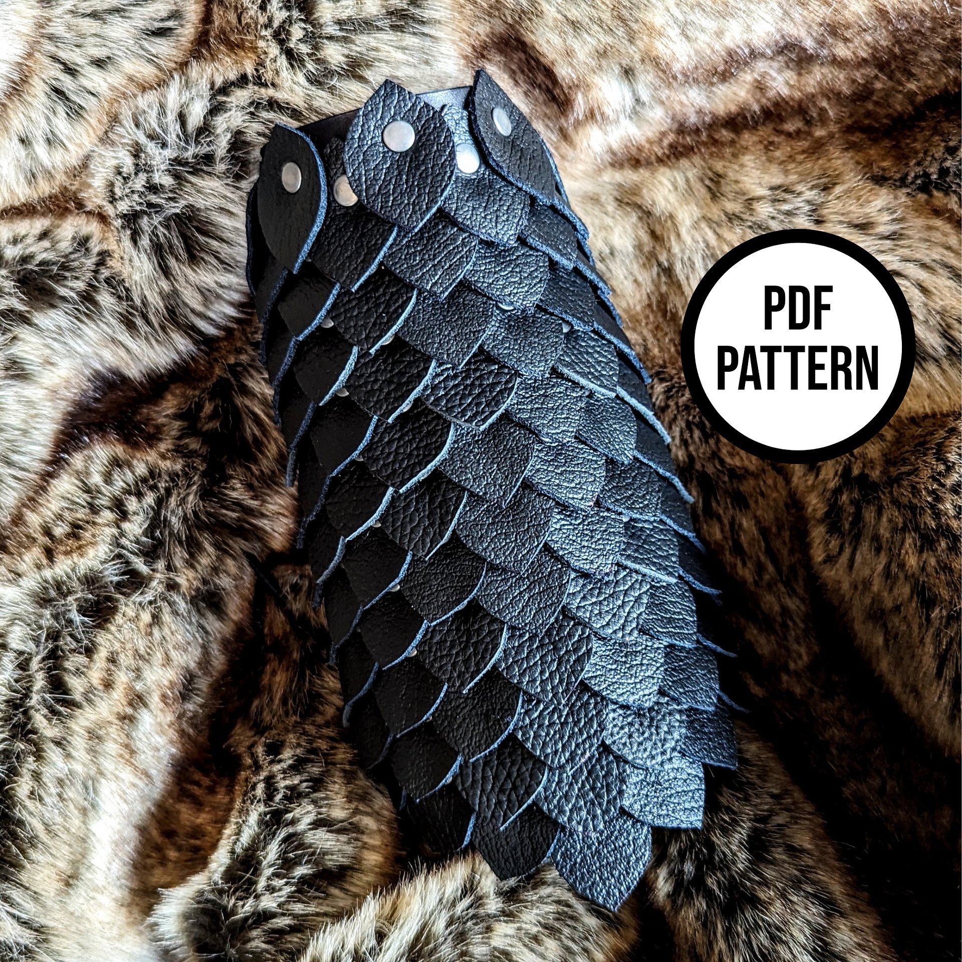 Dragon Scale Leather Cuff (wide version) - Everyday Cosplay PDF Pattern for Leatherwork inspired by Rhaenyra Targaryen product image (1)