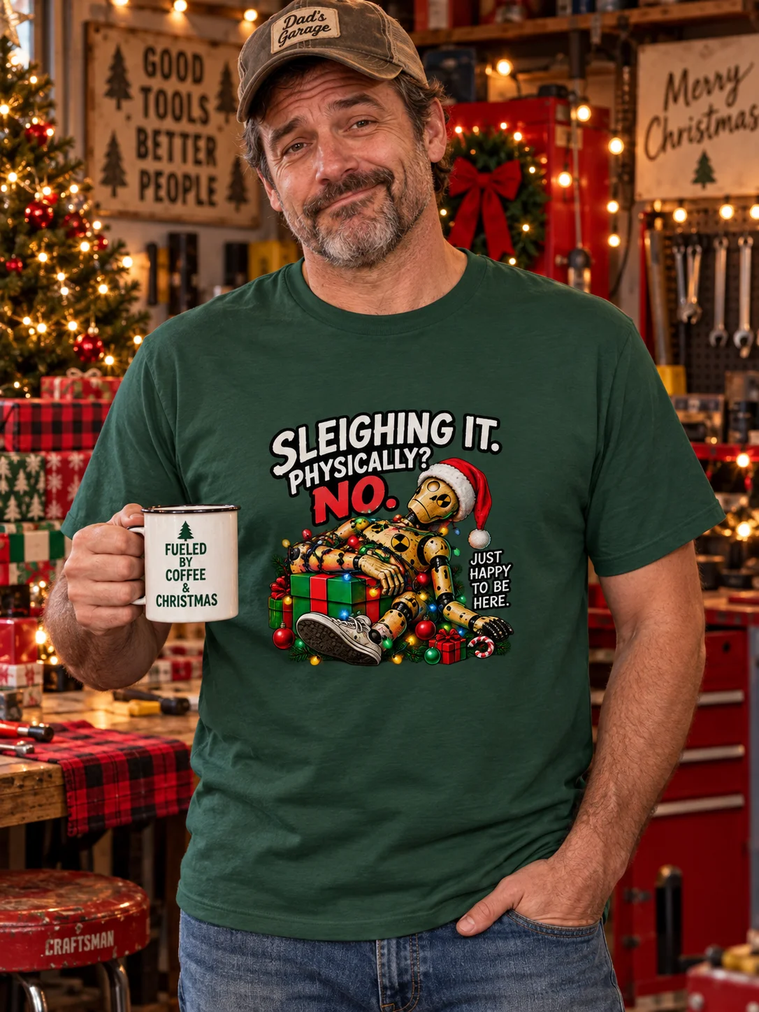 Funny Christmas Shirt — Sleighing It, Physically? No. | Broken Sleigh™ product image (1)