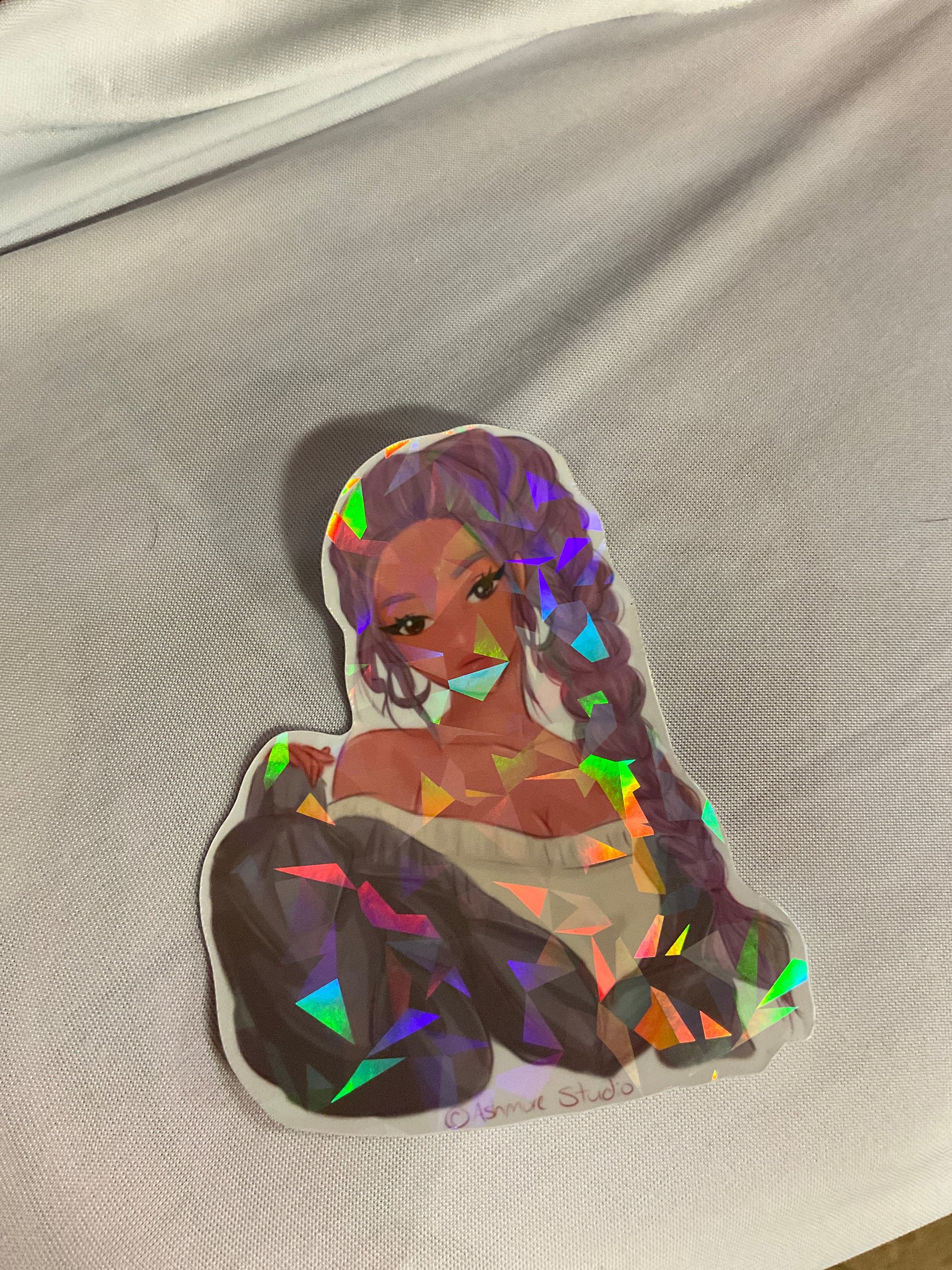 Purple haired hunter holo sticker product image (2)