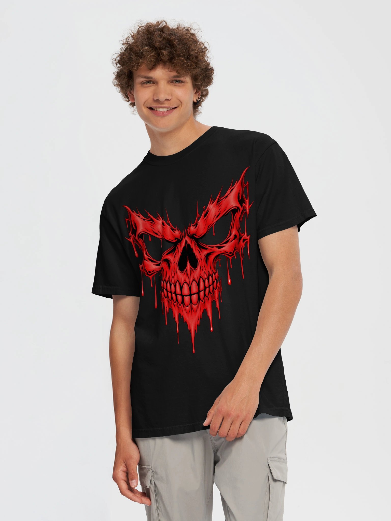 Blood Drip Skull Heavyweight Streetwear Tee product image (98)