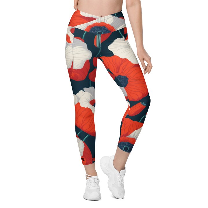 Barry Grady 'Poppies' Crossover Leggings with Pockets product image (1)