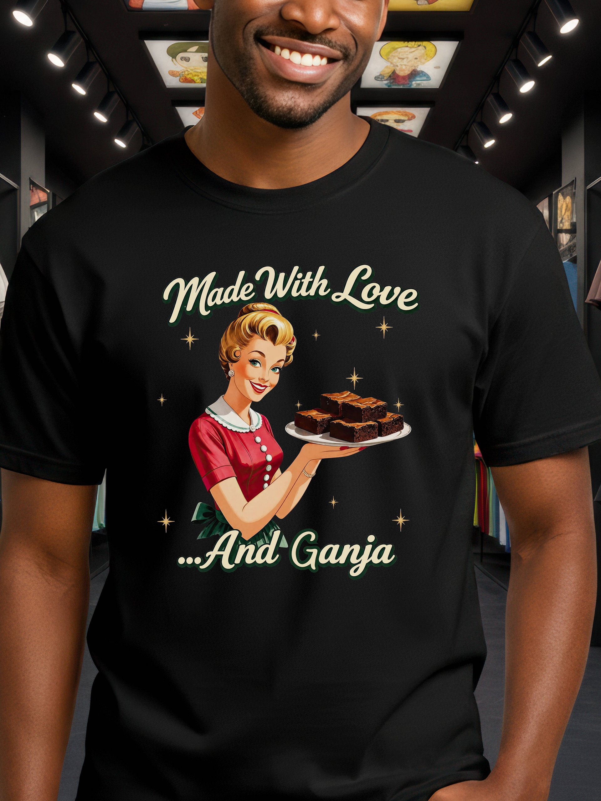 Made With Love And Ganja T-Shirt - Funny - Meme - AS Colour Unisex Premium T-Shirt product image (4)