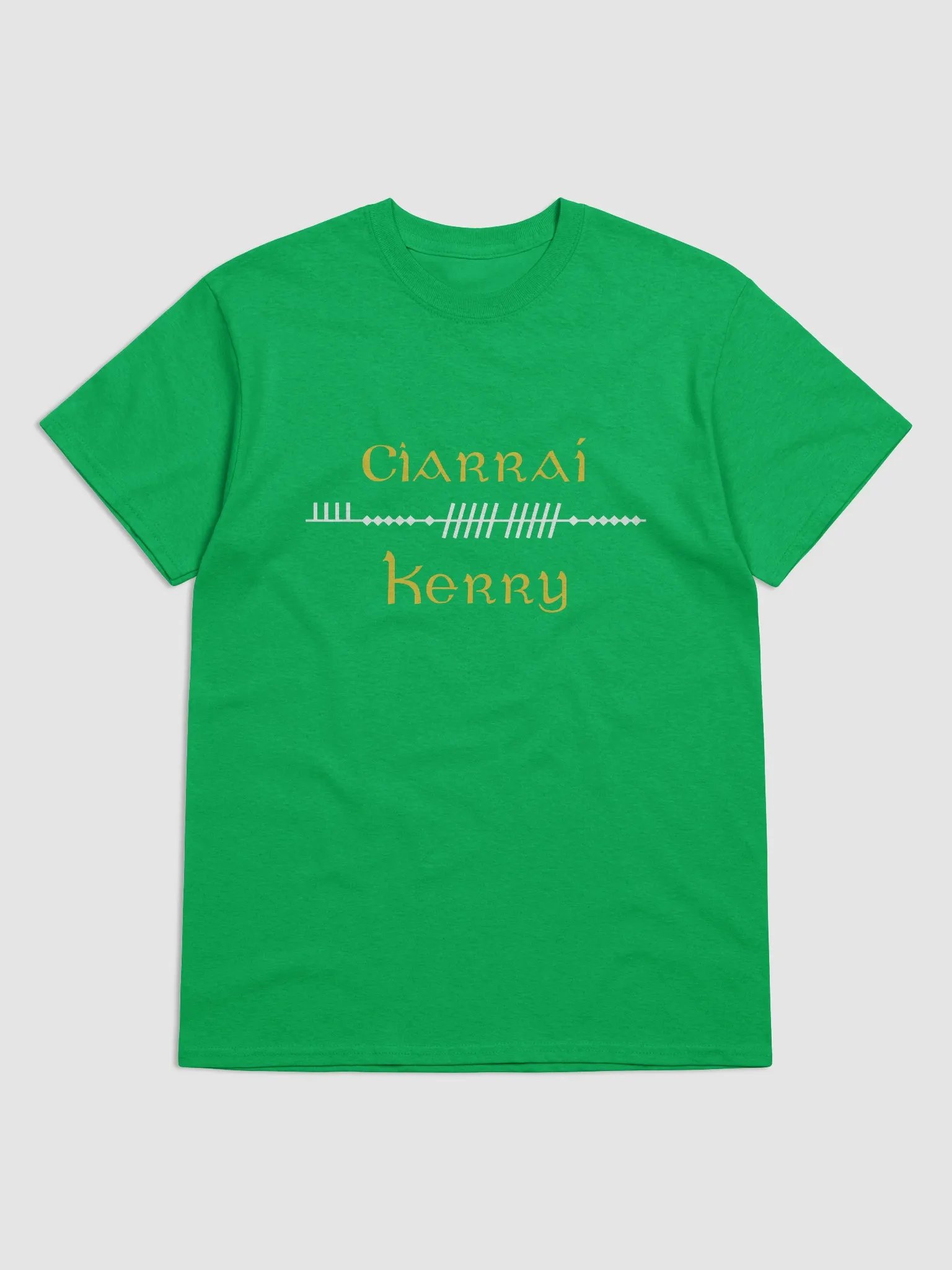 Kerry/Ciarraí Scholastic style Ogham green Printed T-shirt product image (1)