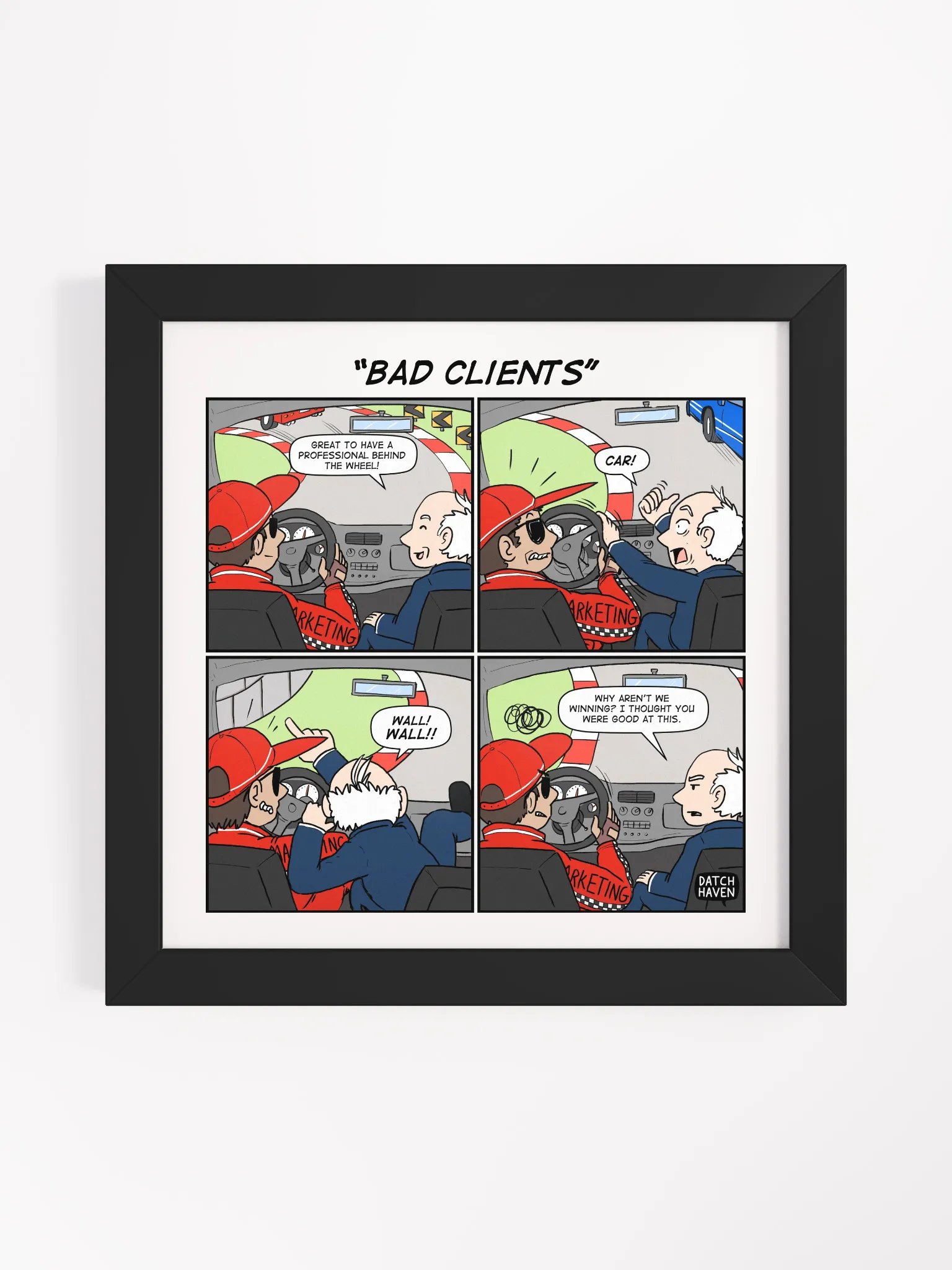 "Bad clients" framed poster (10″×10″) product image (1)