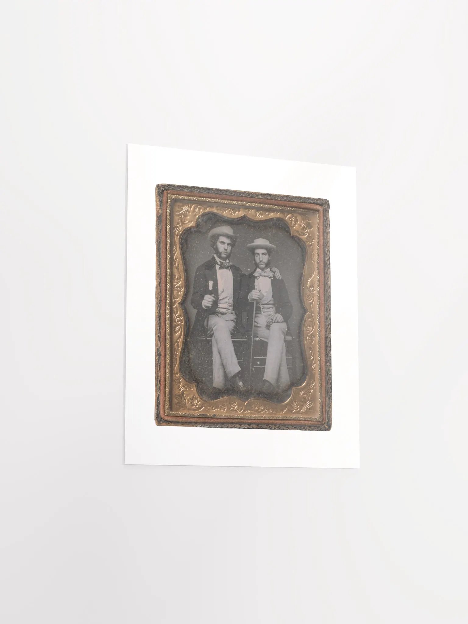 Two Seated Young Men Holding Ivory-topped Walking Sticks - Print product image (3)