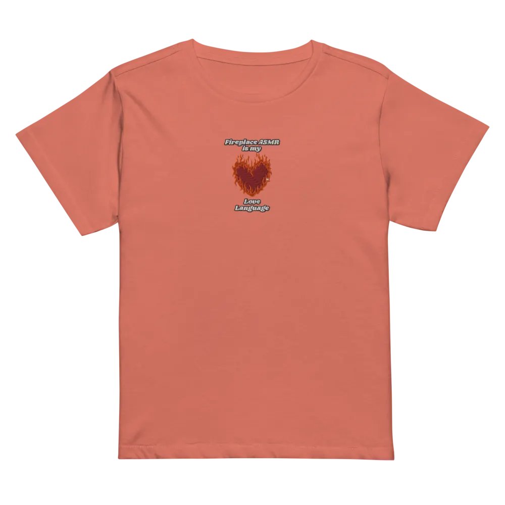 Flaming Heart - Fireplace ASMR is my Love Language | Embroidered High Waisted Tee product image (1)