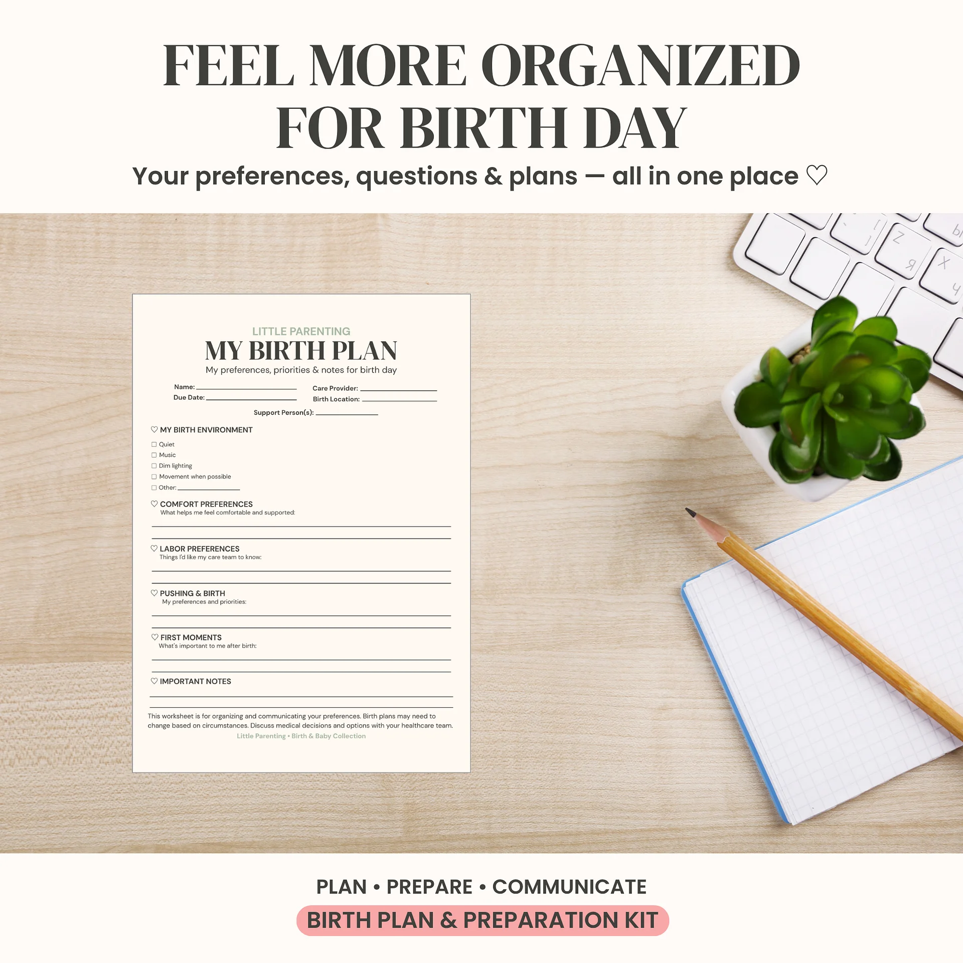 Birth Plan & Preparation Printable Kit – Hospital Bag Checklist & Postpartum Planner product image (8)
