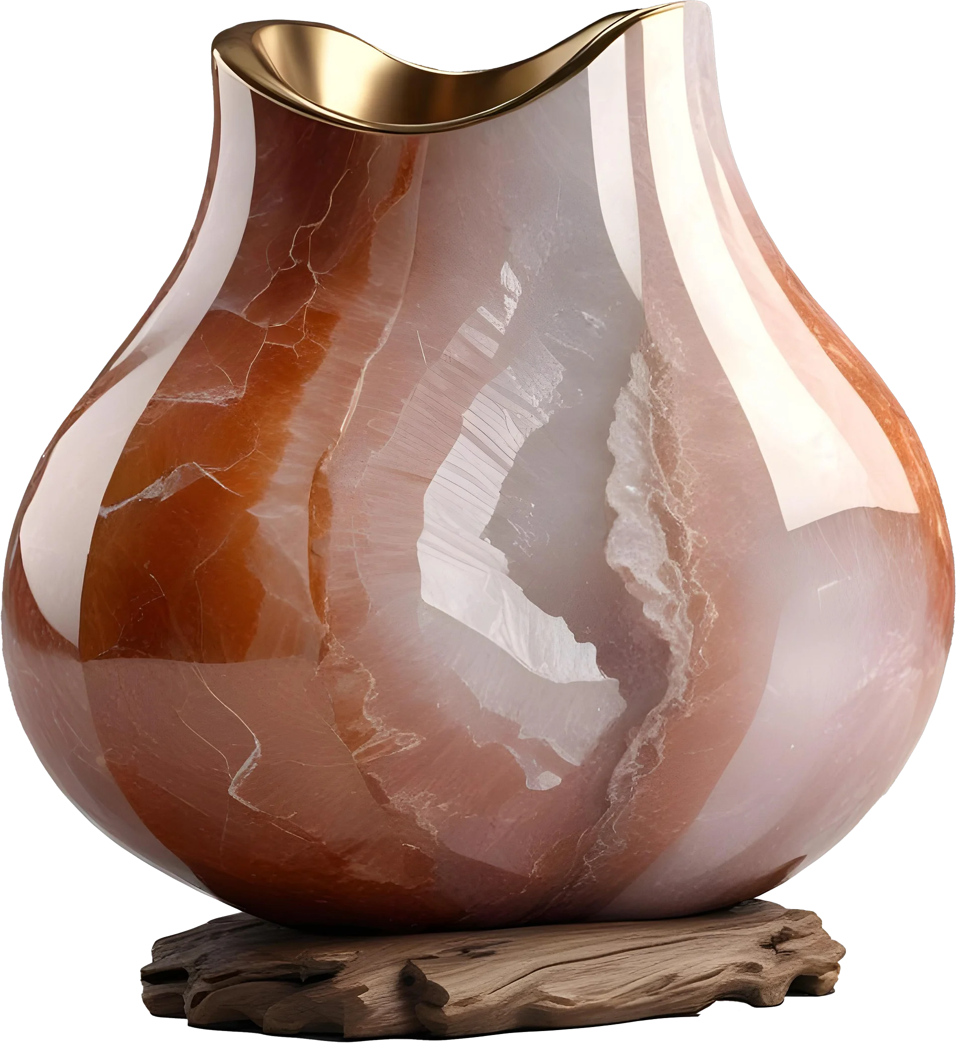 Amber Glow – Crystal and Wood Vase PNG product image (1)