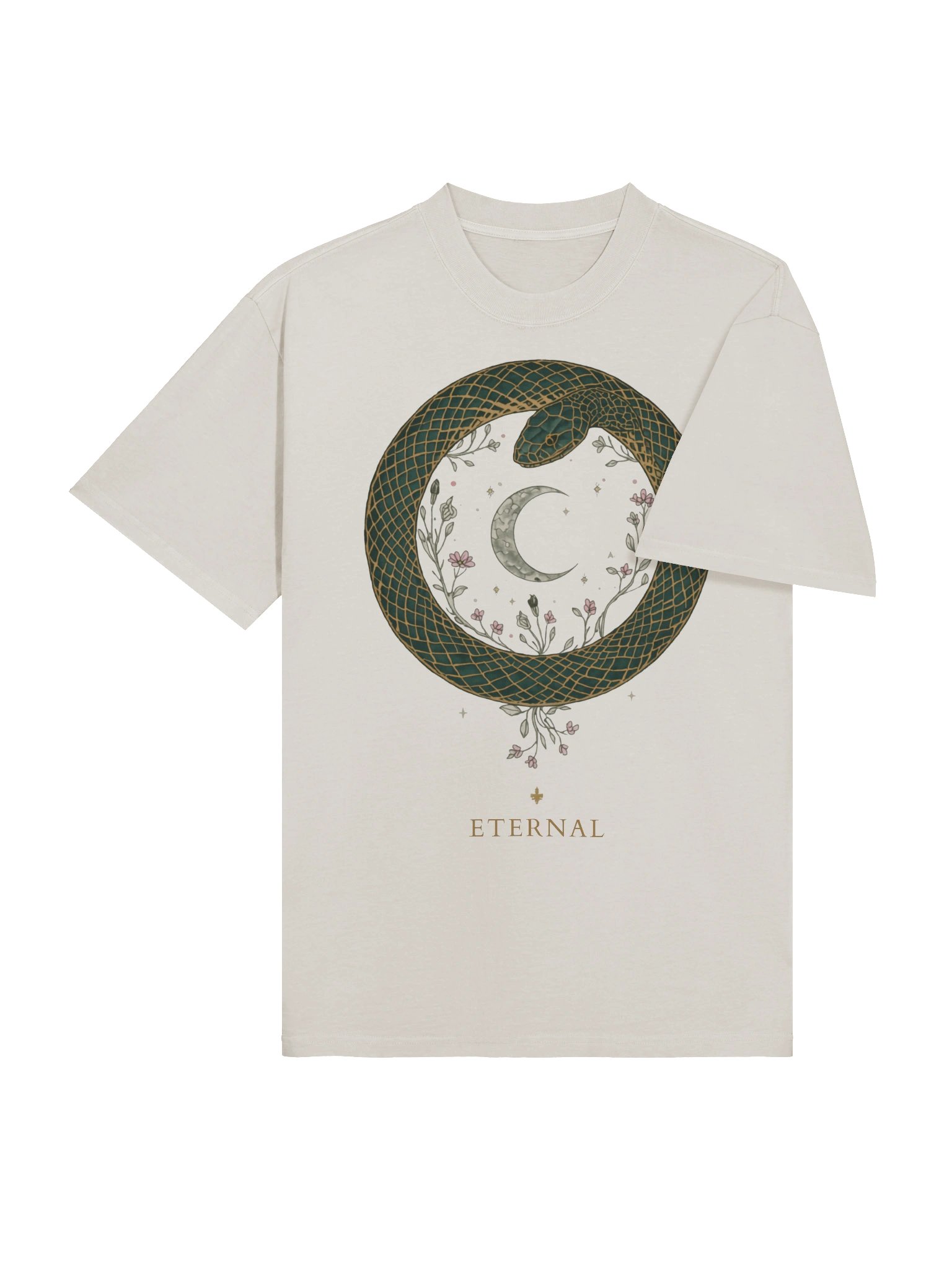 Ouroboros Serpent Moon Stars Floral Symbol of Eternity Mystical product image (4)