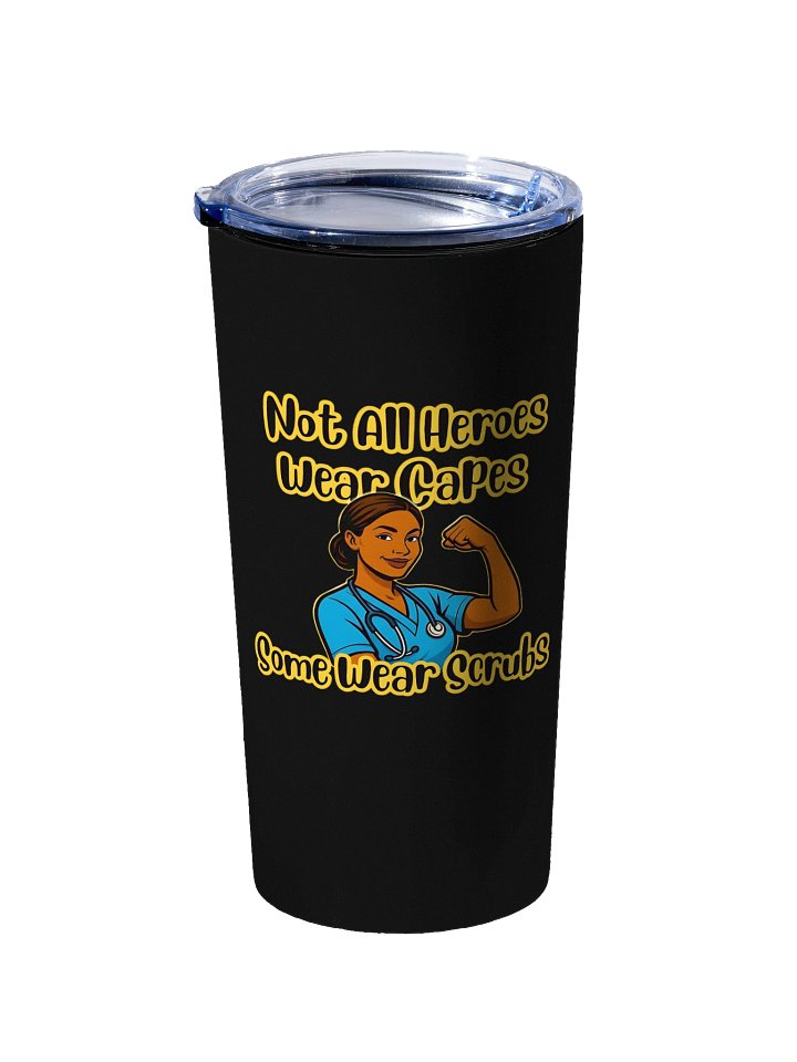 20oz Stainless Steel Black Tumbler | Not All Heroes Wear Capes, Some Wear Scrubs Tumbler – Perfect for Nurse's, Doctor's, Med Students & Healthcare Workers product image (2)