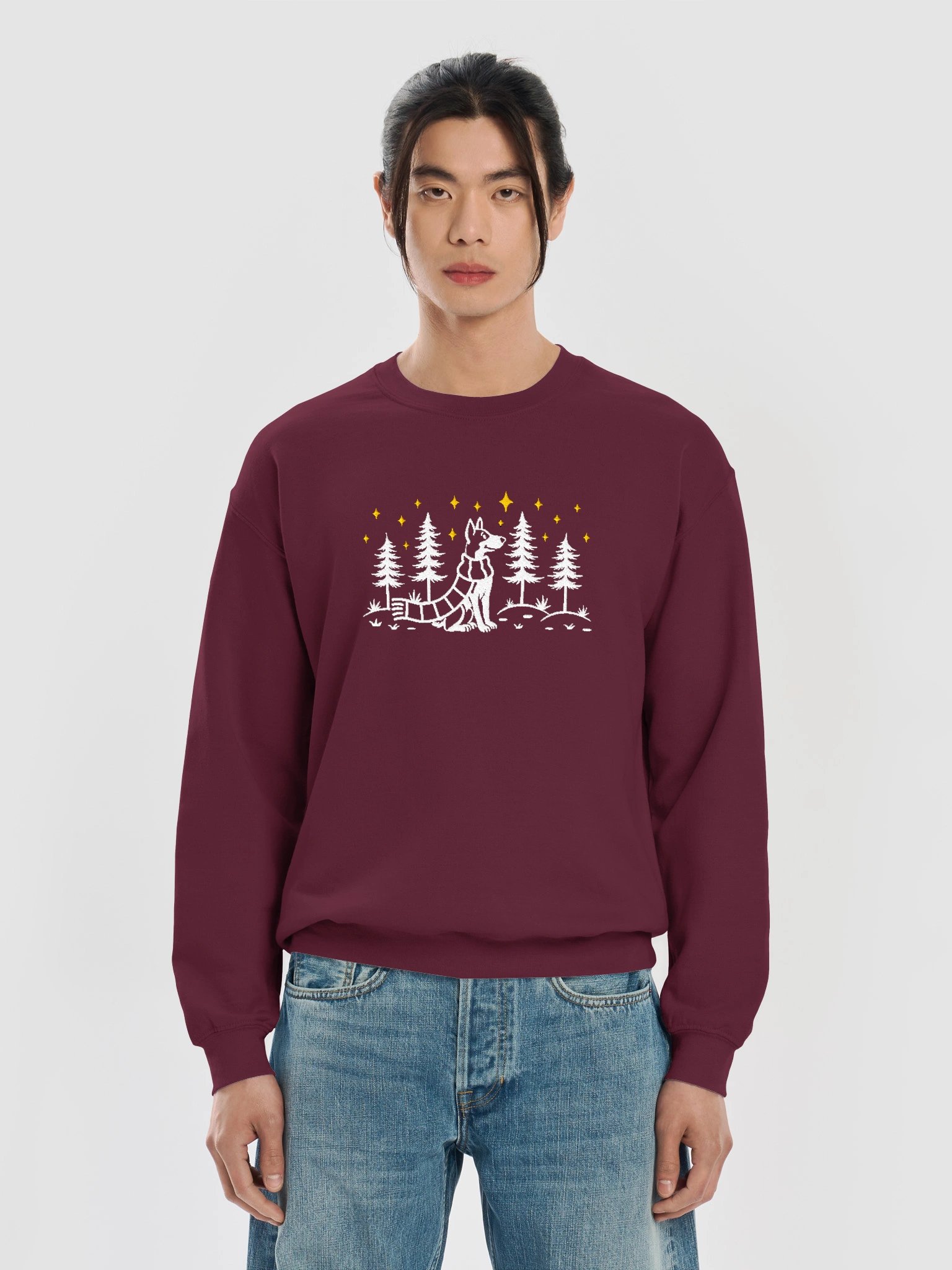 Basenji Winter/Christmas Line Art Design Embroidered Sweatshirt product image (29)