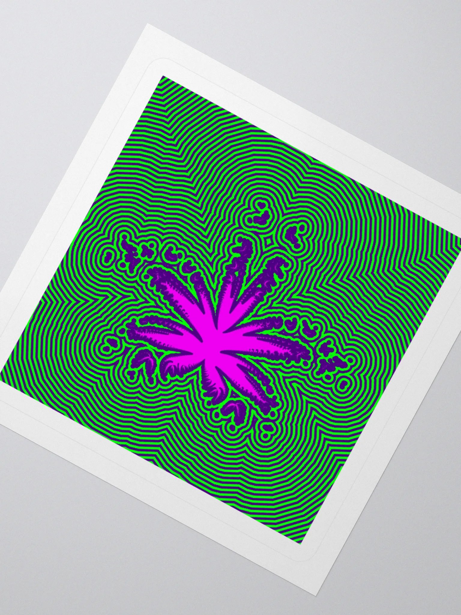 Cannabis Leaf Stoner Sticker, Green Pink Purple Psychedelic Weed Art product image (2)