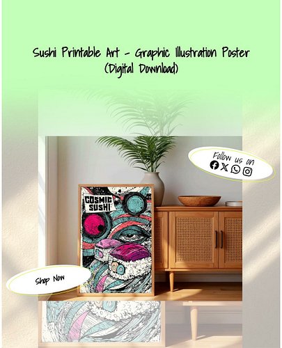 Elevate your space with a pop of flavor! 🍣🖼️

Introducing our Sushi Printable Art – Graphic Illustration Poster! For just $3....