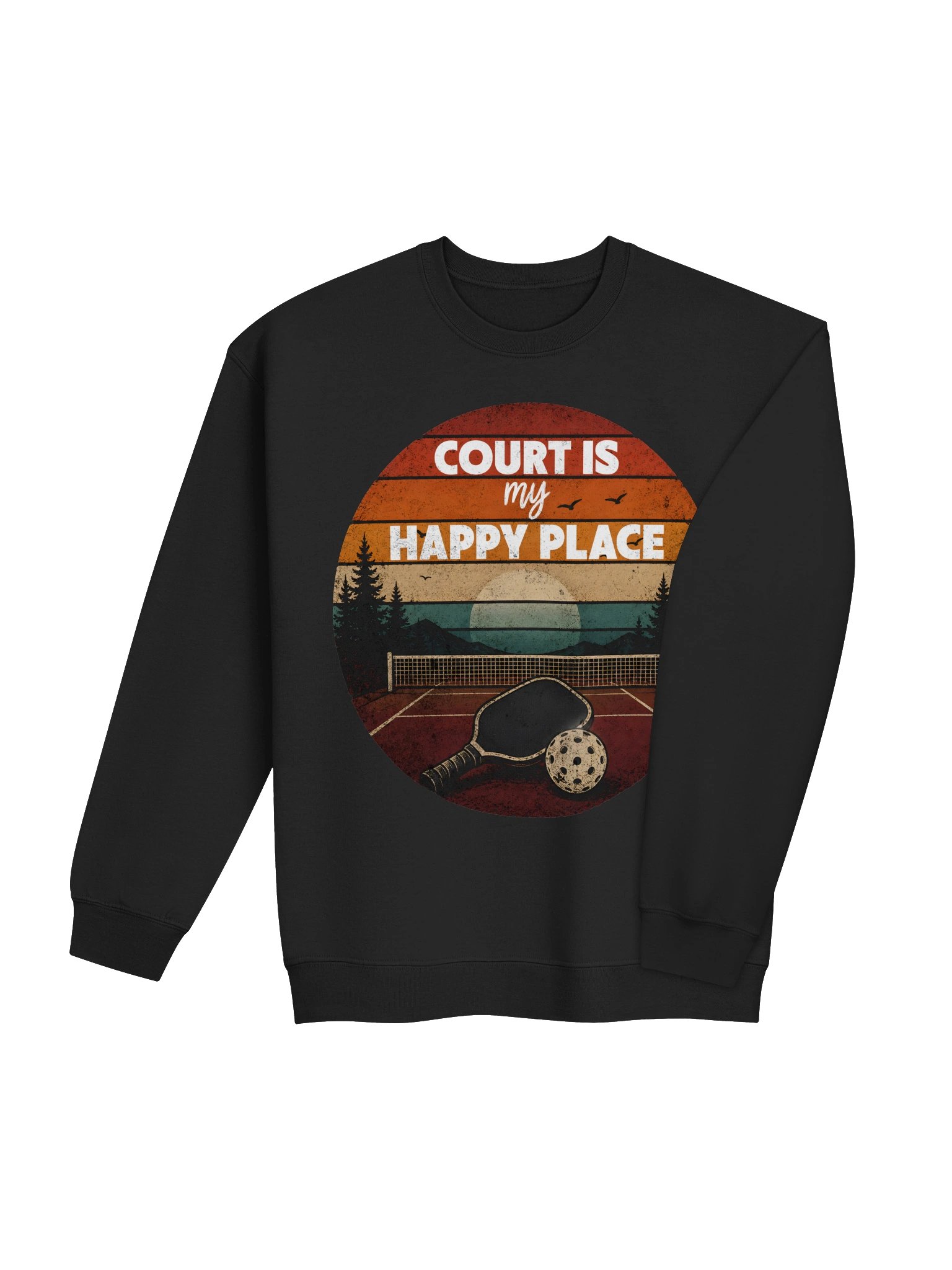 Court Is My Happy Place Pickleball Sweatshirt – Funny Pickleball Sweatshirt product image (40)