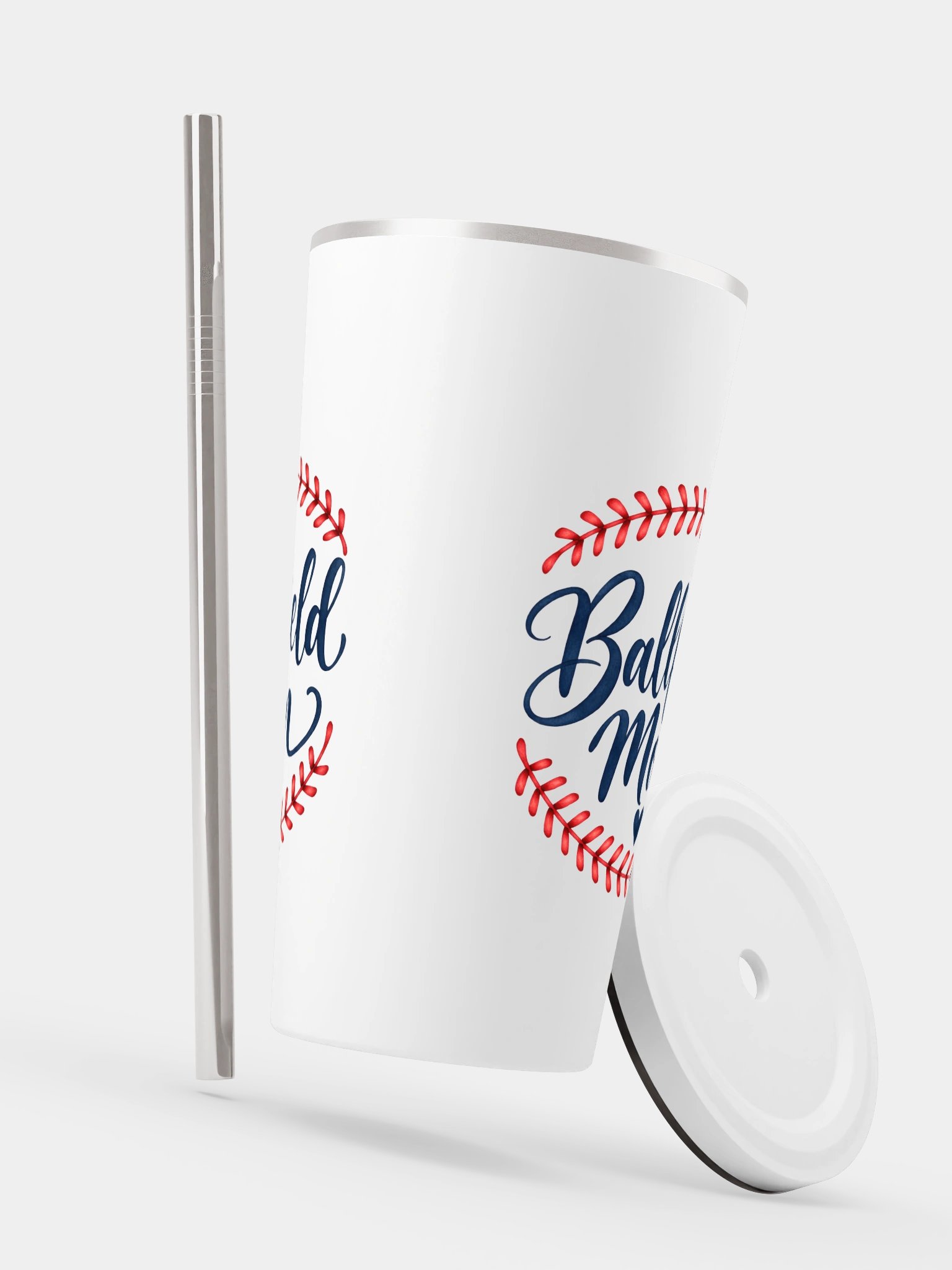 Ballfield Mom Baseball Stitch Tumbler | Cup with Straw product image (6)