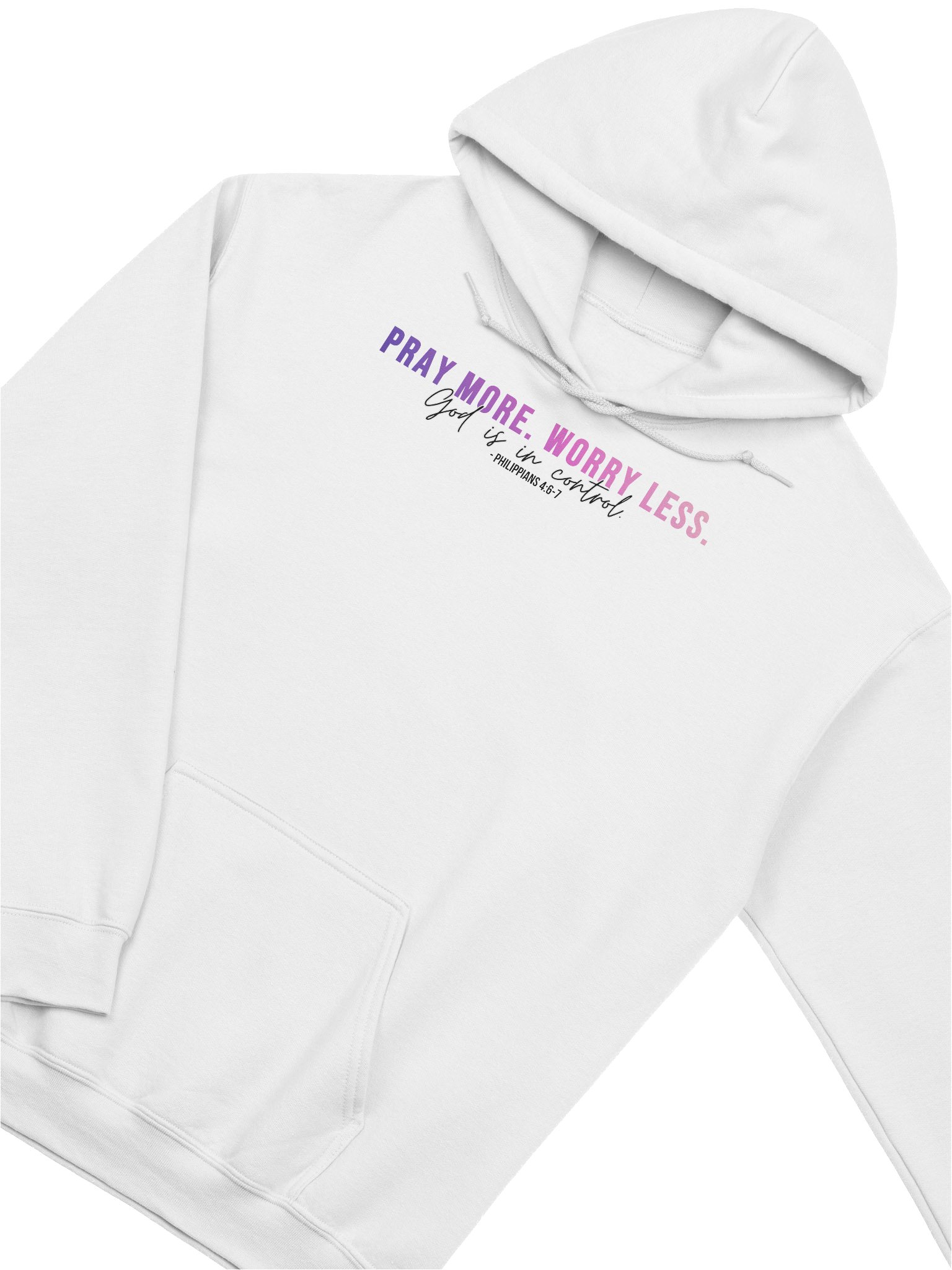 Pray More Worry Less 1.0 Hoodie - Unisex - Pink Gradient Text - Light Colors product image (4)
