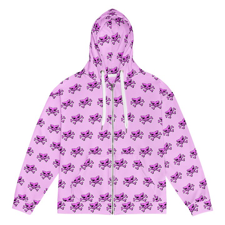 (Light Mode) Pink Kat Skull Zip Hoodie product image (1)