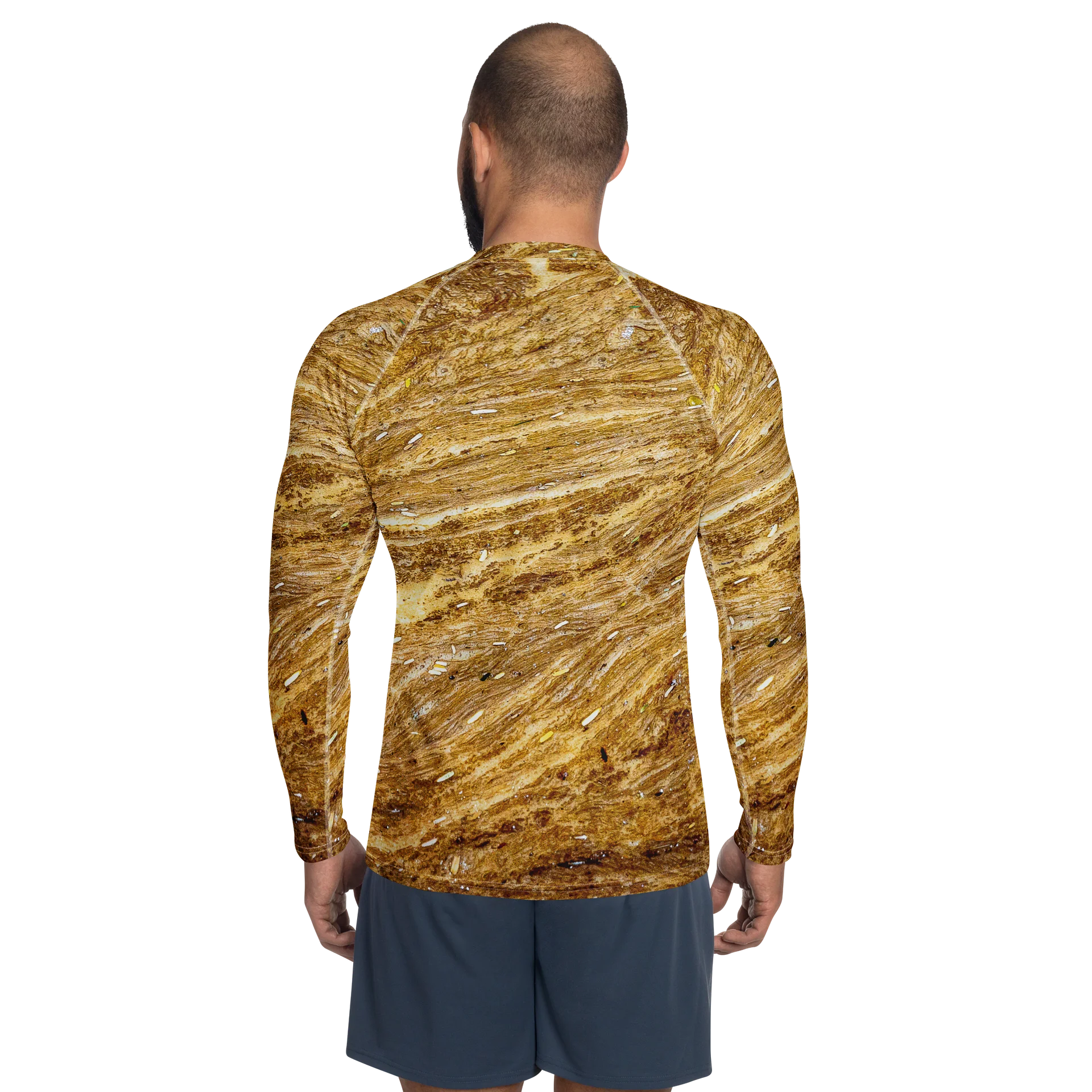 Golden Strata All-Over Print Men's Amber Mineral Long Sleeve Rash Guard product image (2)