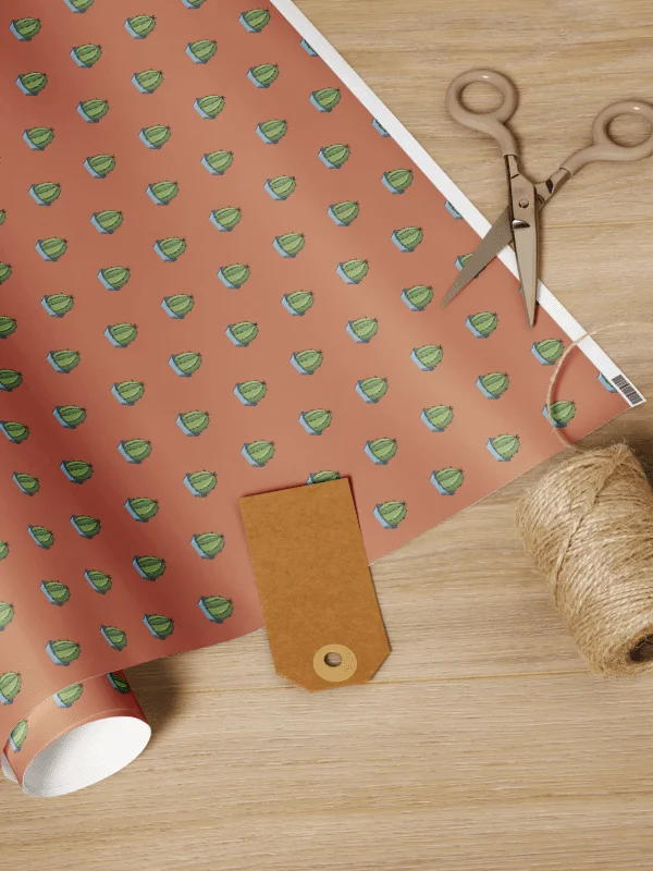 Barrel Cactus Botanical Ditsy Pattern Illustrated Gift Wrap product image (2)