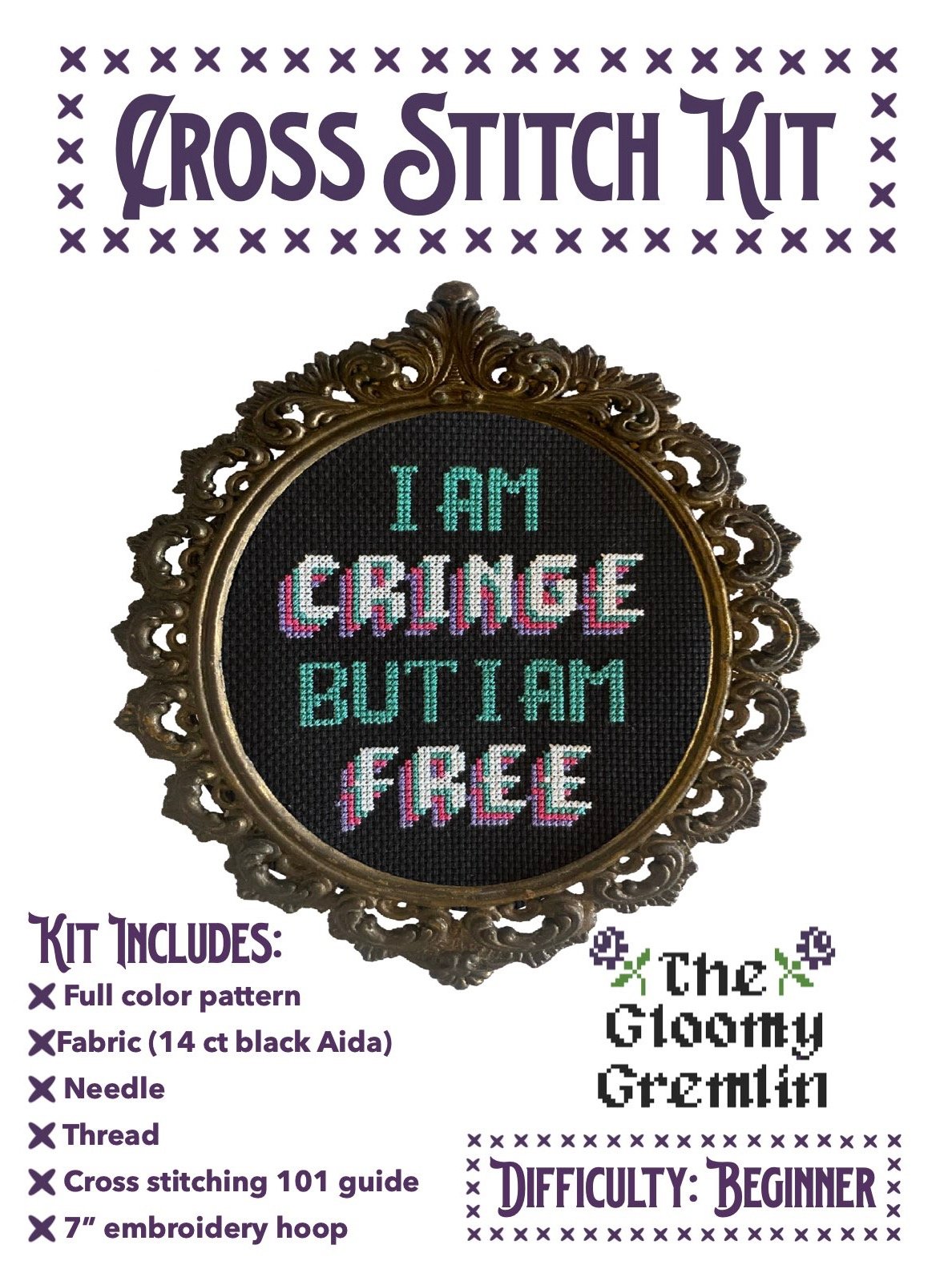 Cringe But Free - Cross Stitch Kit product image (2)