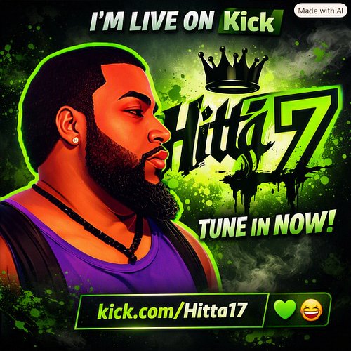 Ayo… the KING is clocking in 👑💚 kick.com/hitta17 going LIVE on Kick in a few min! Come watch me pretend I know what I’m doing...