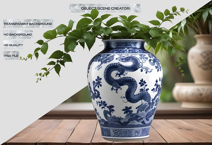 Chinese Art – Dragon Vase Illustration for scene creator PNG product image (2)