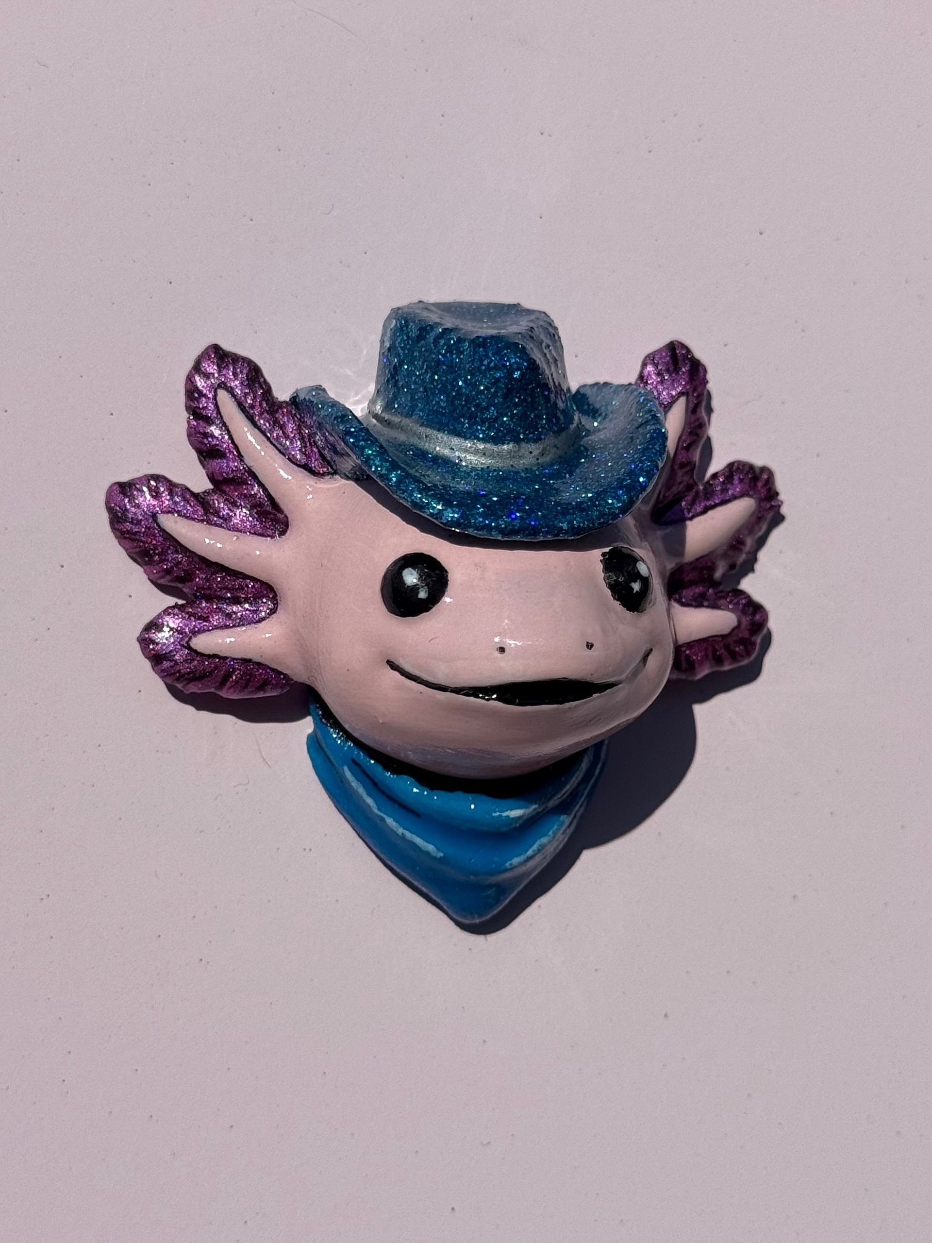Hand-Painted Axolotl Magnet (Blue) product image (1)