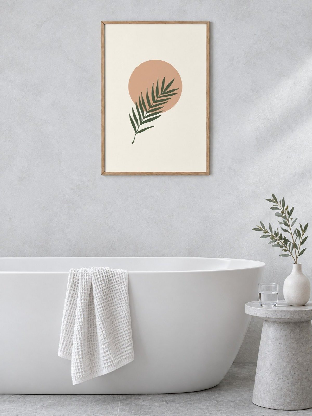 Boho Palm Leaf Sun Print | Botanical Bathroom Wall Art product image (2)