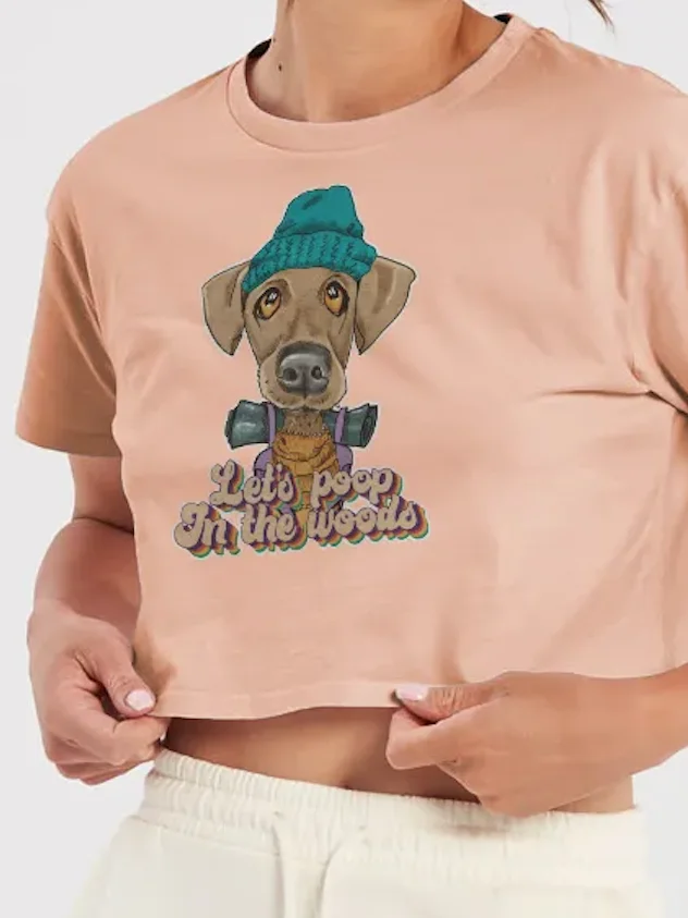 Cropped t-shirt - Let's poop in the Woods - Large Print product image (1)