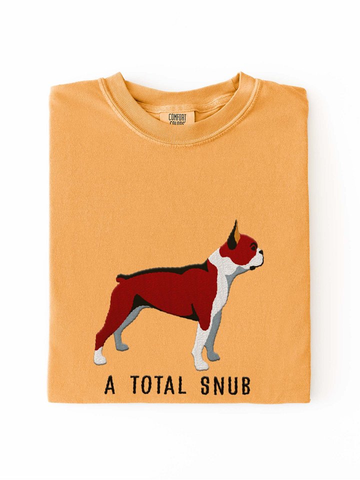 A Total Snub T-Shirt(Embroidered) of a Boston Terrier(Red & White) product image (1)