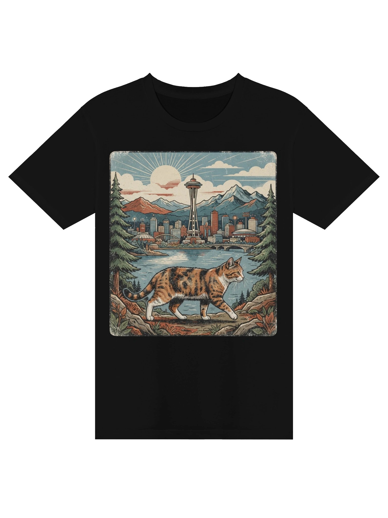 Vintage Seattle Cat Graphic T-Shirt product image (1)