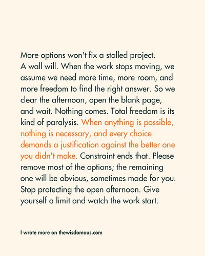 Remove the options, stay with the necessary.