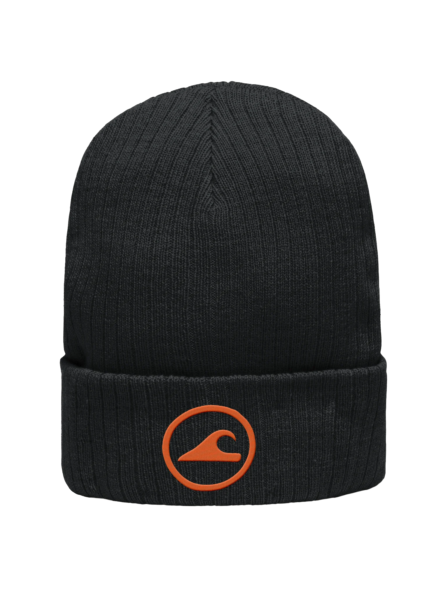 Embroidered Wave Rider Atlantis Ribbed Knit Beanie (Citrus) product image (1)