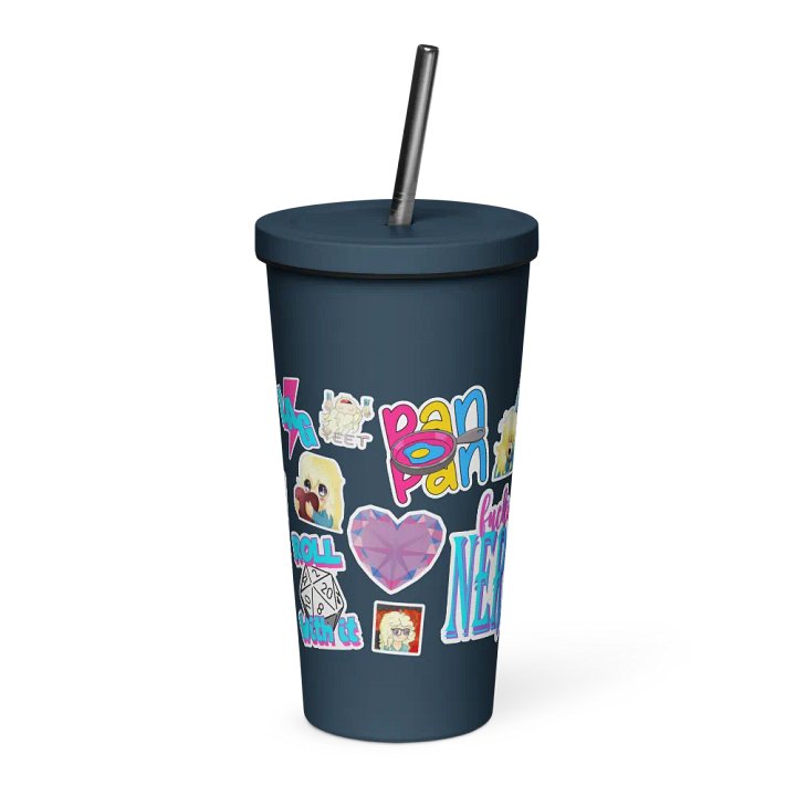 Faux Sticker Insulated Tumbler with Lid and Straw product image (2)