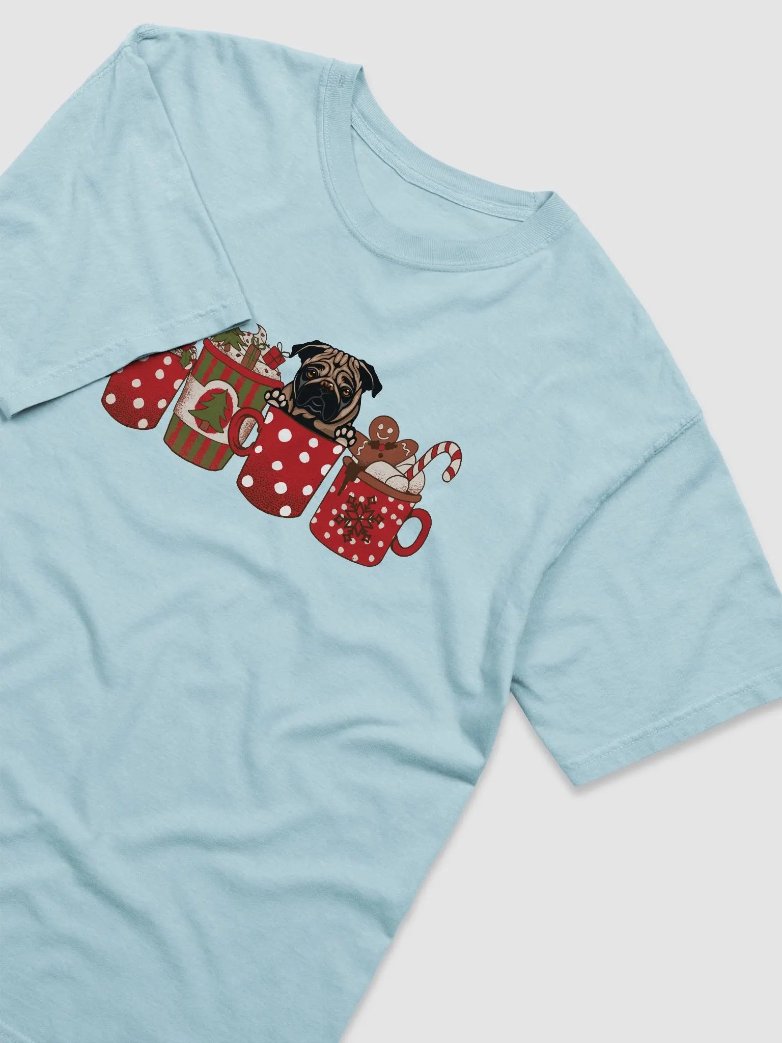 Cute Pug in a Christmas Cup T-Shirt | Funny Christmas Pup in a Cup product image (11)