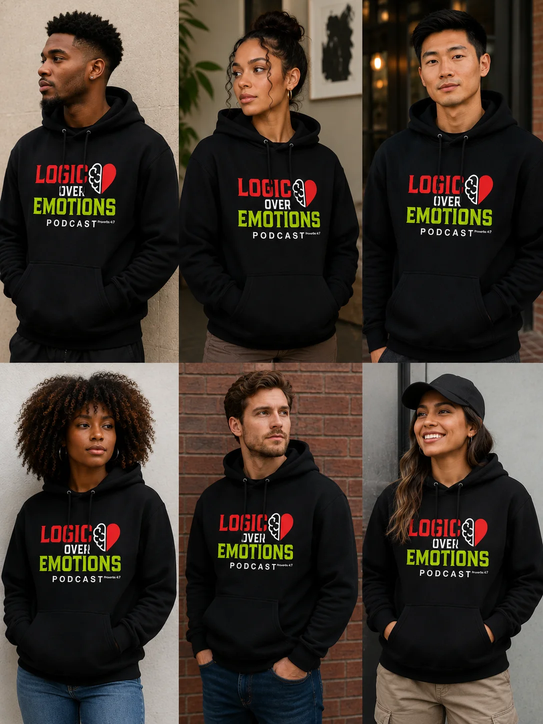 Logic Over Emotions Classic Black Hoodie product image (2)
