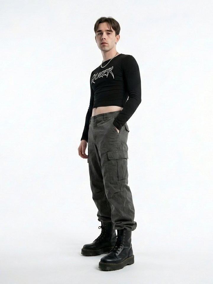 Black Ribbed "Queer" Graphic Crop product image (2)