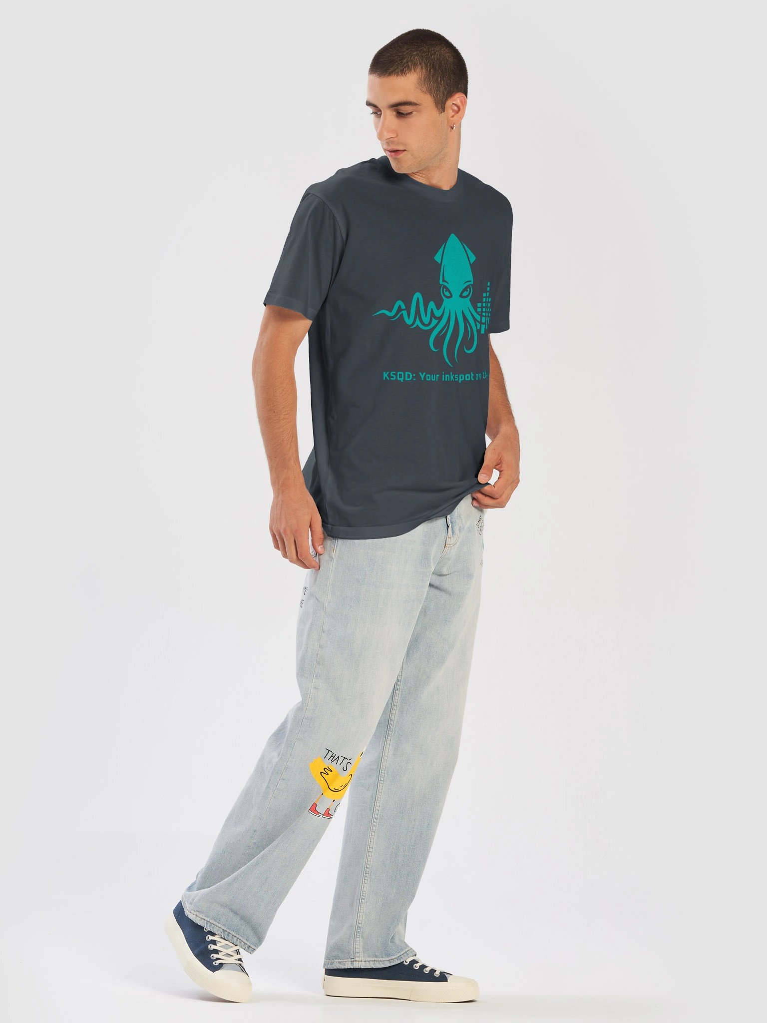 KSQD “Soundwave Squid” Premium Crew Neck Tee (Blue Squid) product image (2)