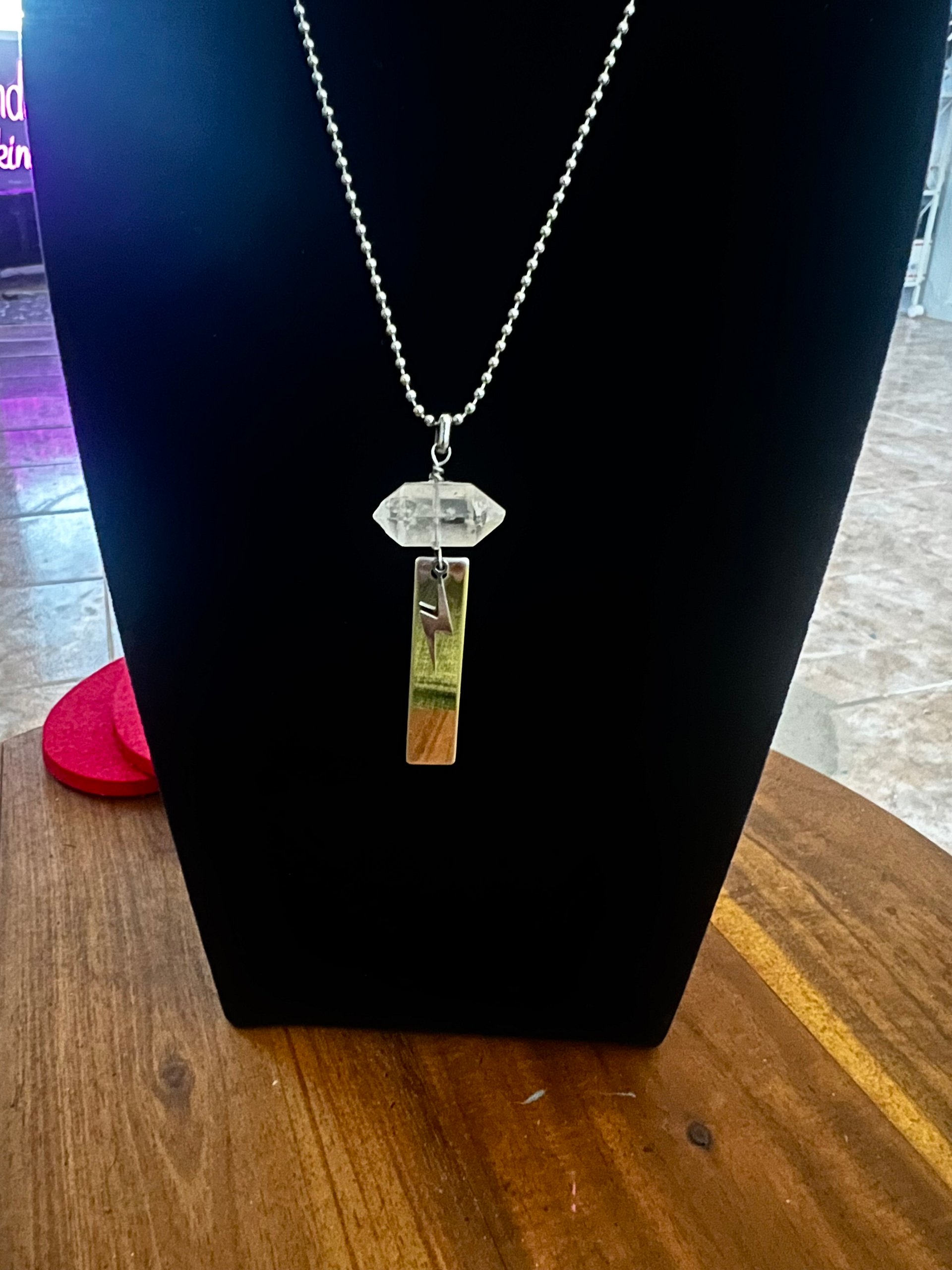 Large Herkimer, lightning bolt and bar necklace product image (1)