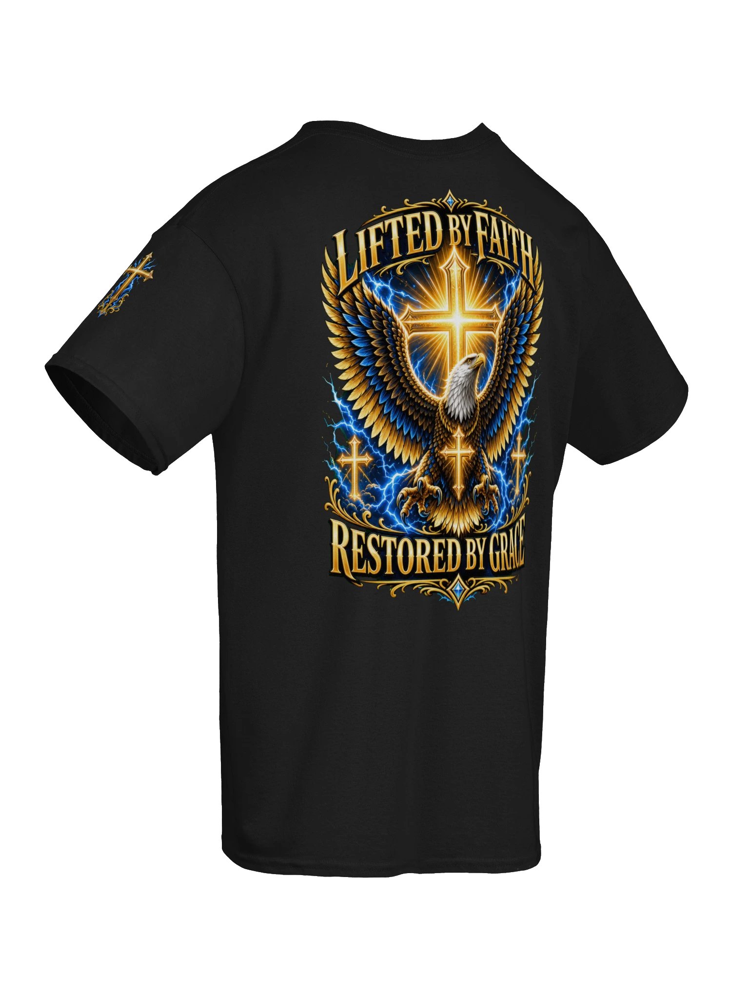 Lifted by Faith • Blue & Gold Eagle T-Shirt product image (8)