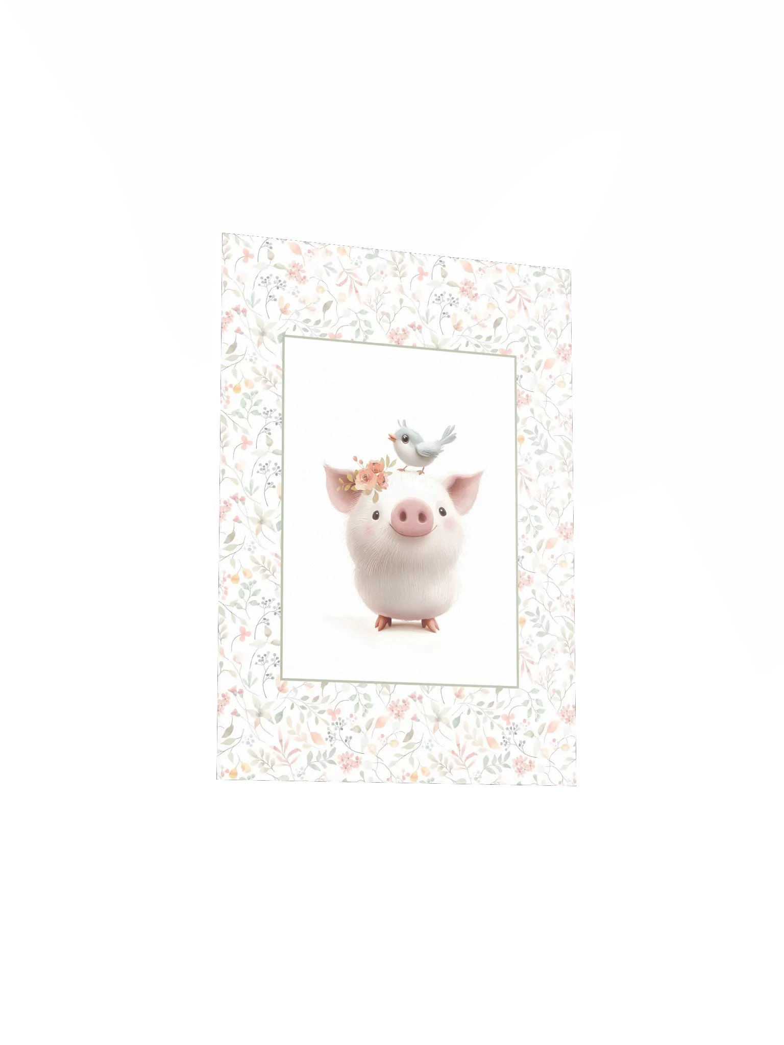 Cute Pig and Watercolor Floral Print product image (4)