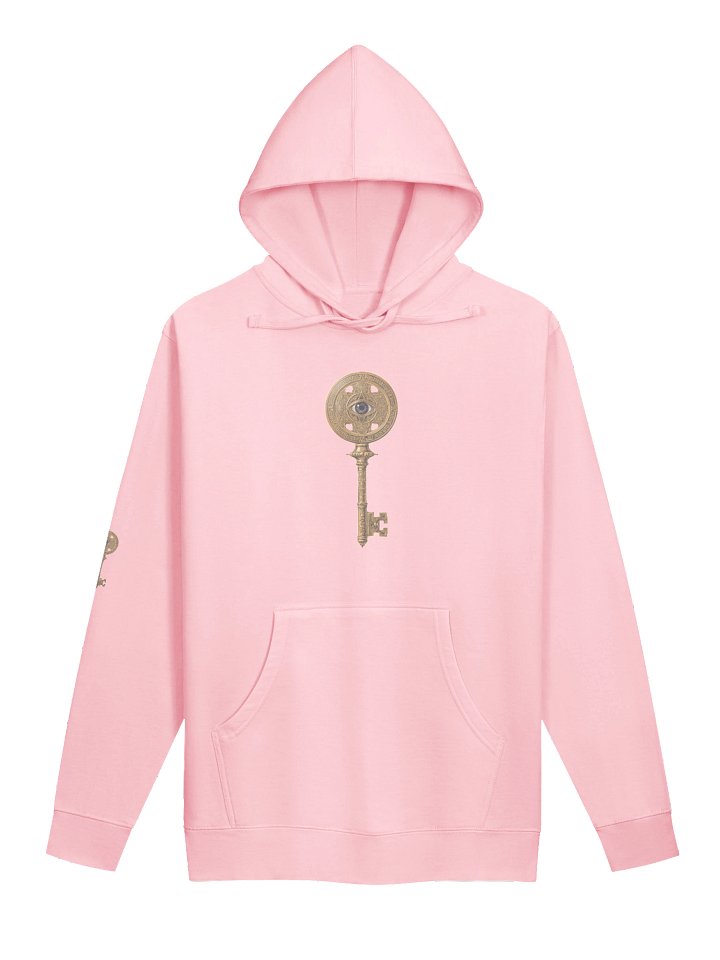 The Gatekeeper’s Key – Light Pink Direction Edition (Front + Right Sleeve Print) | Unisex Midweight Hoodie product image (1)