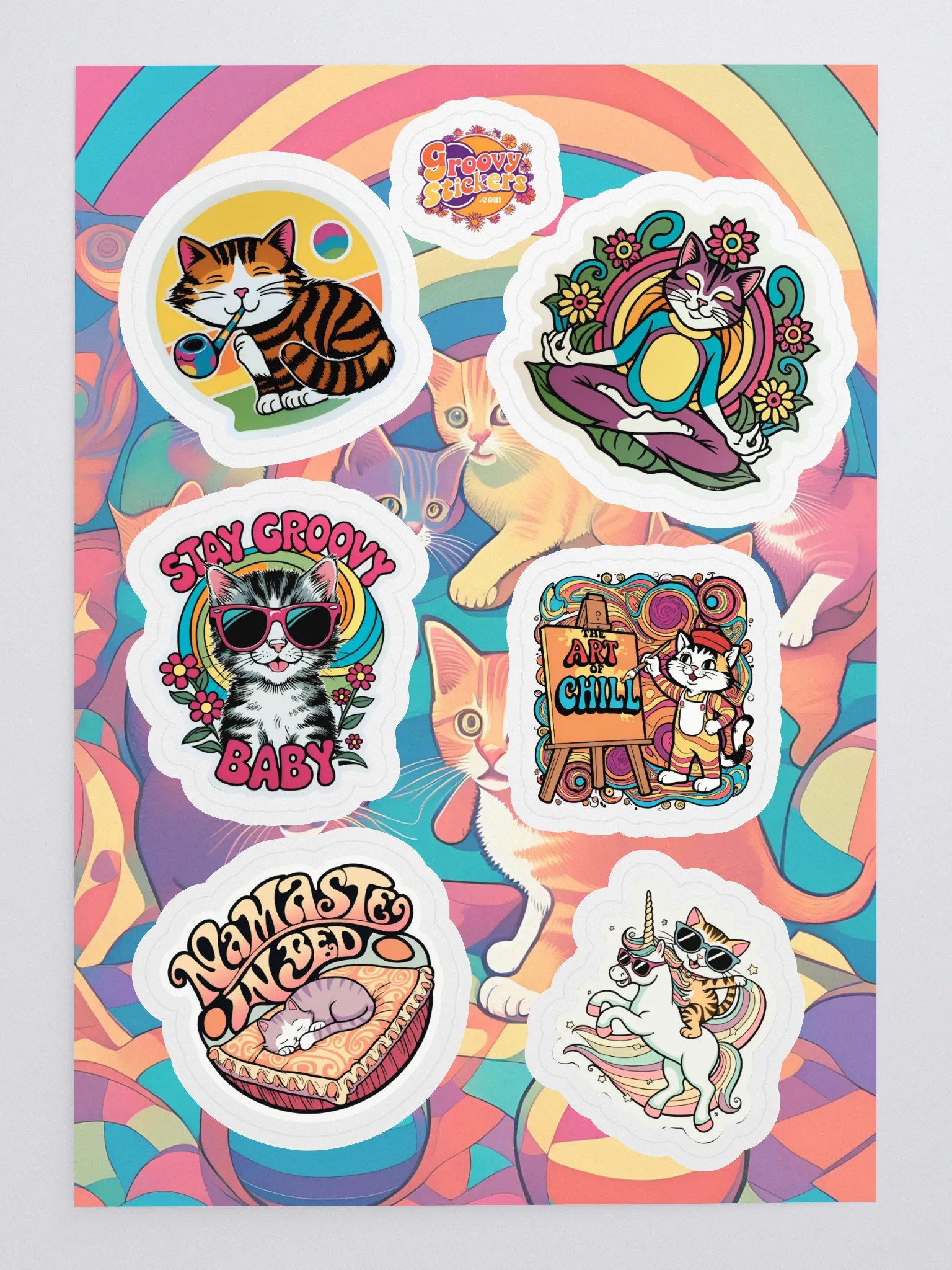 Psychedelic Kittens Kiss Cut Sticker Sheet product image (3)