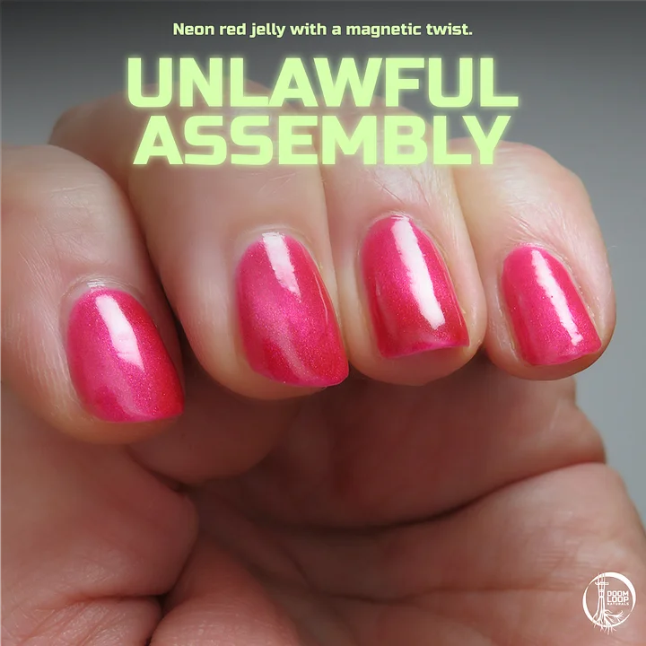 UNLAWFUL ASSEMBLY - Neon Red Jelly Magnetic Shimmer Polish product image (1)