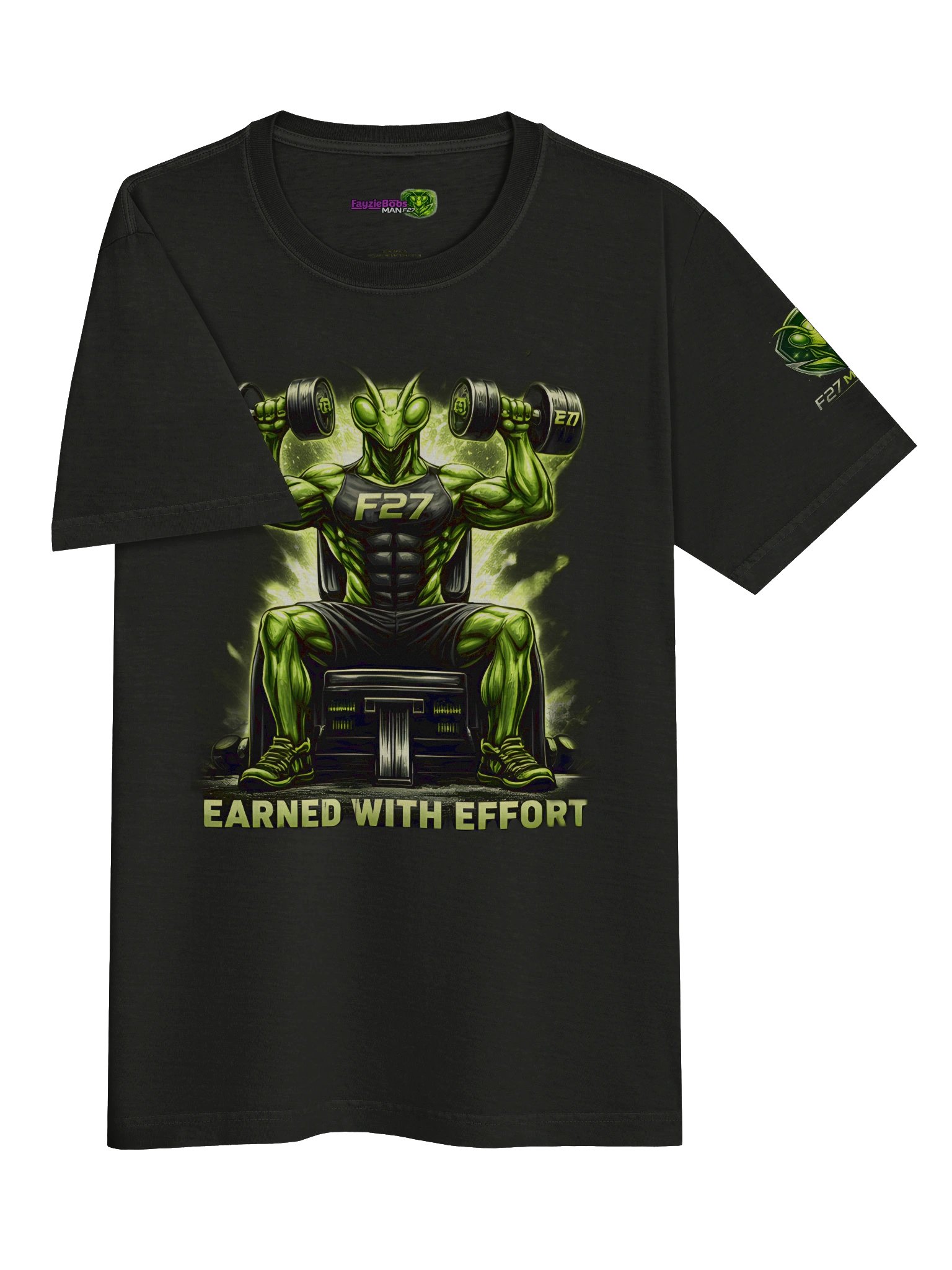 F27 Strength - Earned With Effort Gym Oversized Tee | Motivational Fitness Wear by FayzieBobs product image (7)