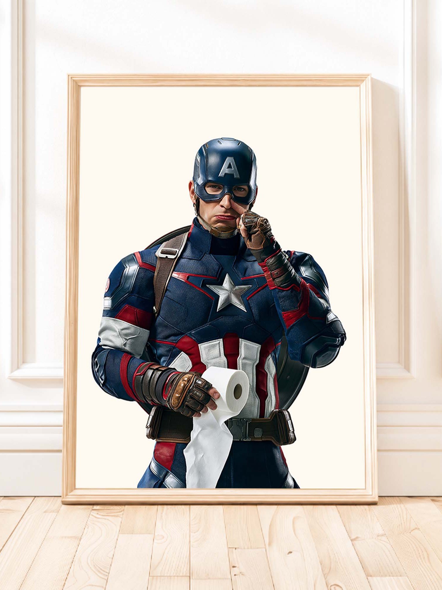 CAPTAN AMERICA Superhero Toilet Paper Print, Funny Bathroom Decor product image (1)